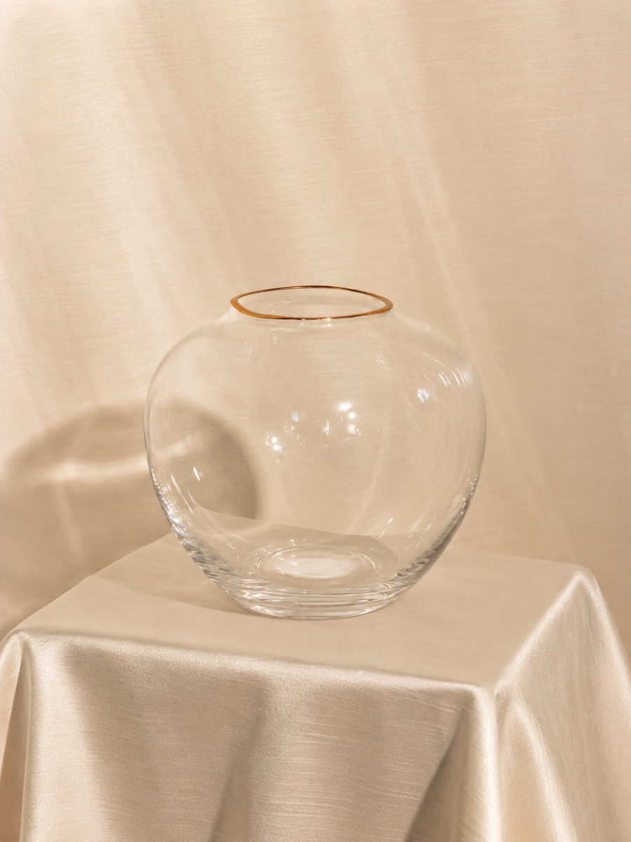 Vaso em Vidro com Fio Dourado