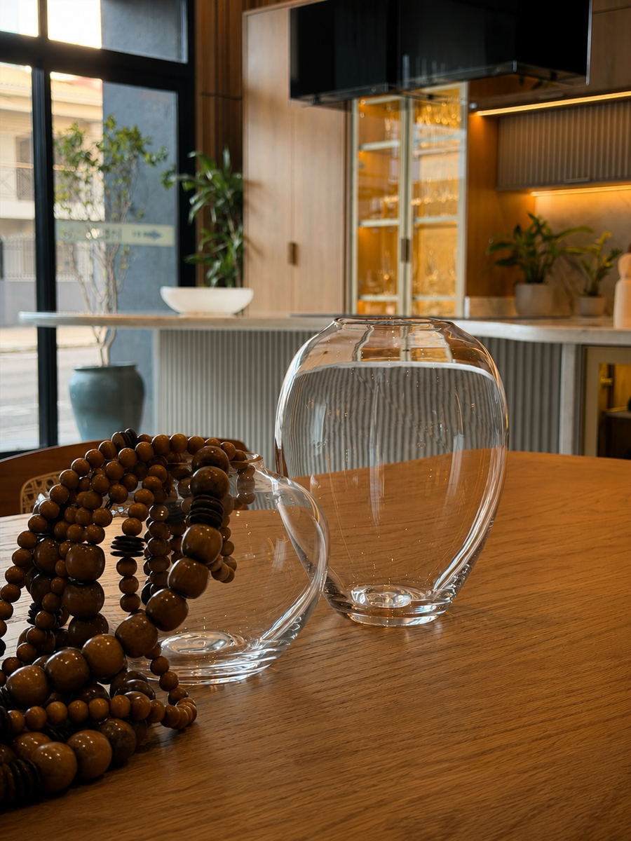 Vaso em Vidro com Fio Dourado
