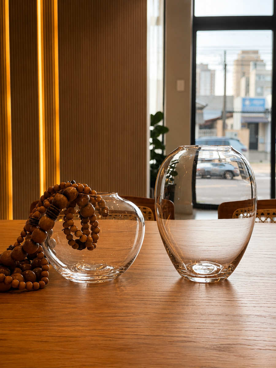 Vaso em Vidro com Fio Dourado
